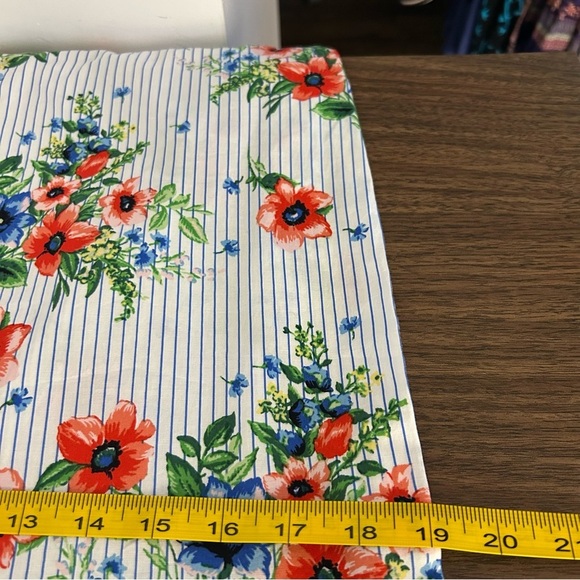 Meg & Margot Stripes Floral Blue Green Coral White Ruffle Front Belt S - Picture 9 of 9